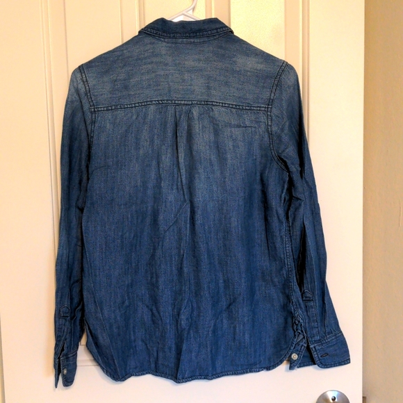 Dark blue denim jean shirt with collars - Picture 2 of 2